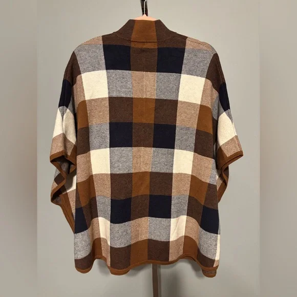 Tahari Cape Brown Blue And Cream Check Small/medium - Picture 2 of 6